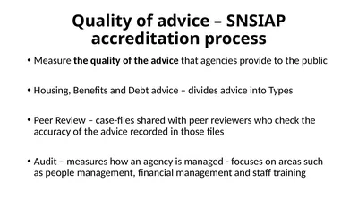 Quality of advice – SNSIAP accreditation process