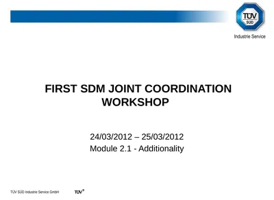 FIRST SDM JOINT COORDINATION WORKSHOP 24/03/2012 –