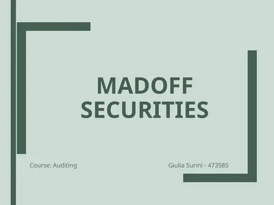 Madoff securities Course: Auditing Giulia Surini -