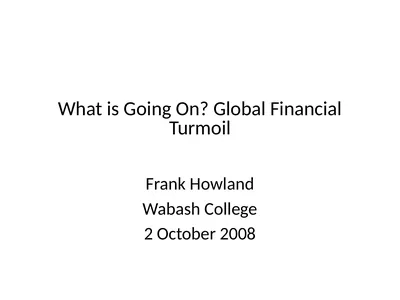 What is Going On? Global Financial Turmoil Frank