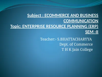 Subject : ECOMMERCE AND BUSINESS COMMUNICATION