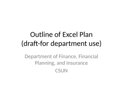 Outline of Excel Plan (draft-for department use)