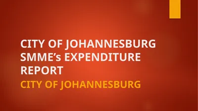 CITY OF JOHANNESBURG SMME’s EXPENDITURE REPORT