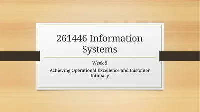 261446 Information Systems Week 9 Achieving