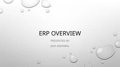 ERP Overview Presented by Jaya Agrawal Table of
