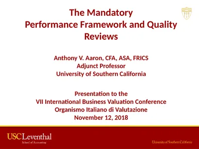 The Mandatory Performance Framework and Quality