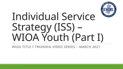Individual Service Strategy (ISS) – WIOA Youth