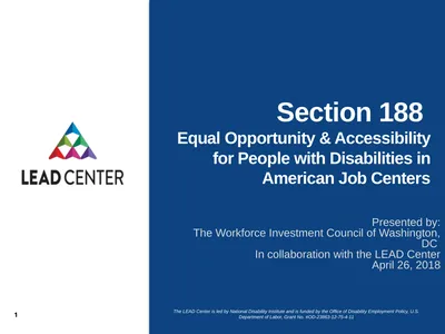 Section 188 Equal Opportunity & Accessibility for