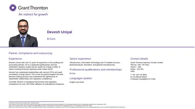Partner, Compliance and outsourcing Experience