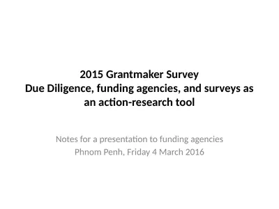 2015 Grantmaker Survey Due Diligence, funding