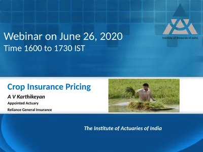Crop Insurance Pricing A V Karthikeyan Appointed