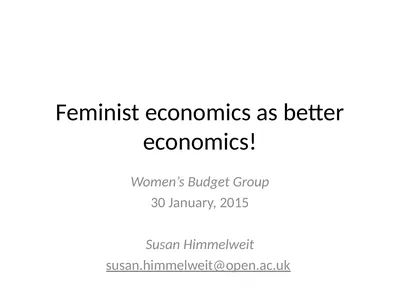 Feminist economics as better economics! Women’s
