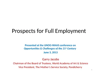 Prospects for Full Employment Presented at the