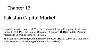 Chapter 13 Pakistan Capital Market (Capital