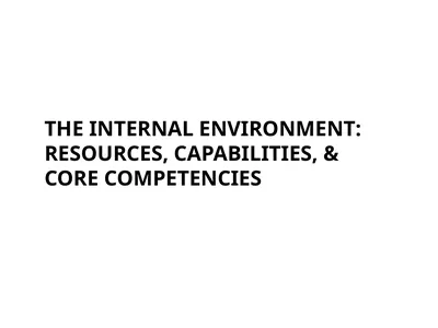 THE INTERNAL ENVIRONMENT: RESOURCES, CAPABILITIES,
