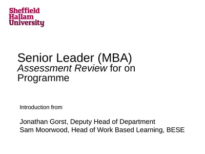 Senior Leader (MBA) Assessment Review for on