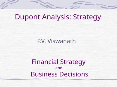 Dupont Analysis: Strategy P.V. Viswanath Financial