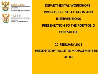 DEPARTMENTAL WORKSHOPS PROPOSED RESUSCITATION AND