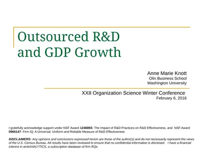 Outsourced R&D and GDP Growth Anne Marie Knott