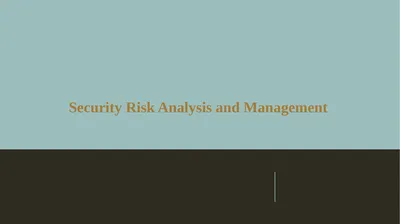 Security Risk Analysis and Management Risk