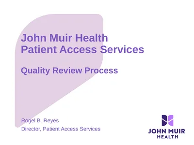 John Muir Health Patient Access Services Quality