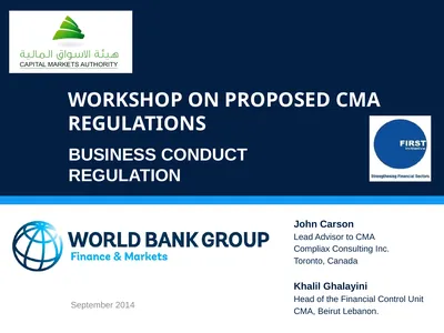 WORKSHOP ON proposed CMA regulations BUSINESS
