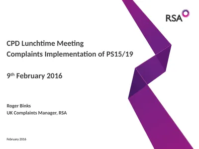 CPD Lunchtime Meeting Complaints Implementation of