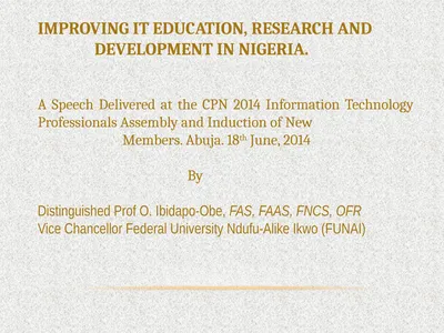 A Speech Delivered at the CPN 2014 Information