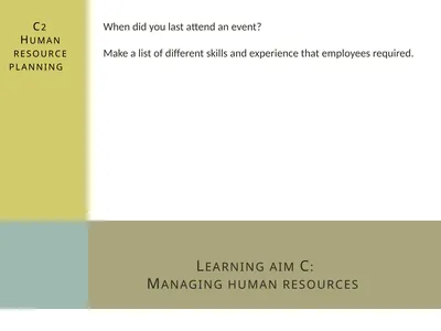 Learning aim C: Managing human resources C2 Human