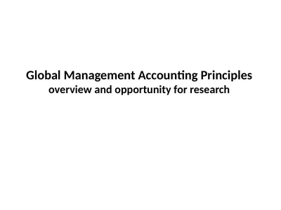 Global Management Accounting Principles overview