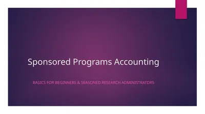 Sponsored Programs Accounting Basics for Beginners