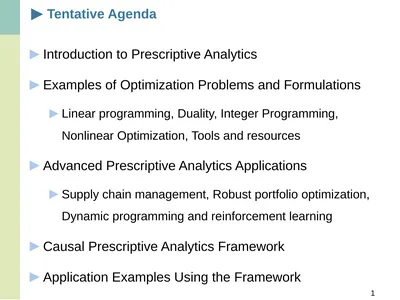Tentative Agenda Introduction to Prescriptive