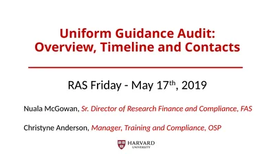 Uniform Guidance Audit: Overview, Timeline and