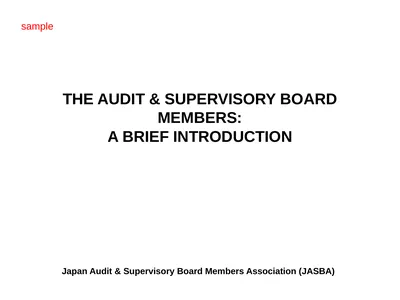 THE AUDIT & SUPERVISORY BOARD MEMBERS: A BRIEF