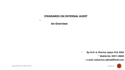 STANDARDS ON INTERNAL AUDIT - An Overview By CA R.
