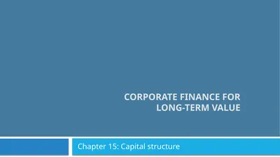 Corporate Finance for Long-Term Value Chapter 15: