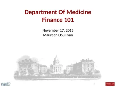 Department Of Medicine Finance 101 November 17,