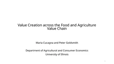 Value Creation across the Food and Agriculture