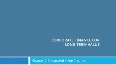 Corporate Finance for Long-Term Value Chapter 2: