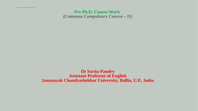 Pre Ph.D. Course Work (Common Compulsory Course –