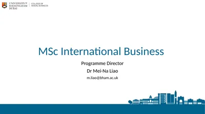 MSc International Business Programme Director Dr