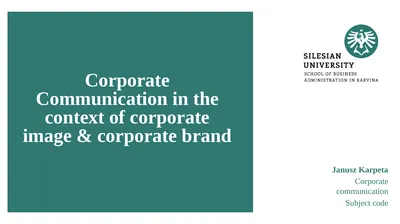 Janusz Karpeta Corporate communication Subject