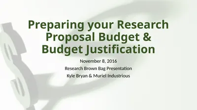 Preparing your Research Proposal Budget & Budget