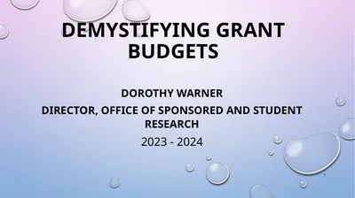 Demystifying Grant BudgetS Dorothy Warner