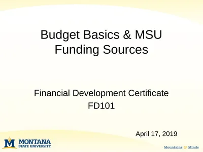 Budget Basics & MSU Funding Sources Financial