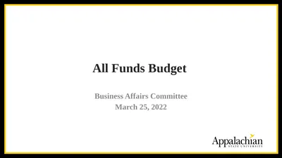 All Funds Budget Business Affairs Committee March