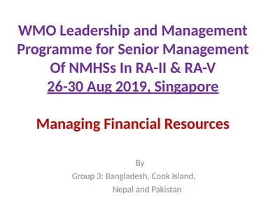 WMO Leadership and Management Programme for Senior