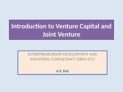 Introduction to Venture Capital and Joint Venture