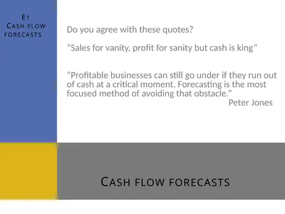 Cash flow forecasts E1 Cash flow forecasts Do you