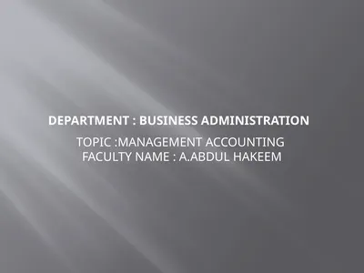 DEPARTMENT : BUSINESS ADMINISTRATION TOPIC
